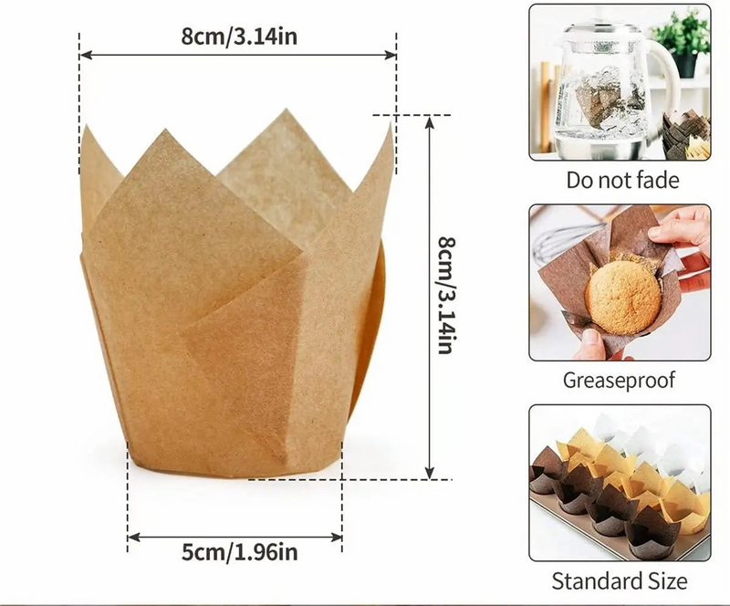 50pcs Tulip Muffin Cupcake Paper Cups