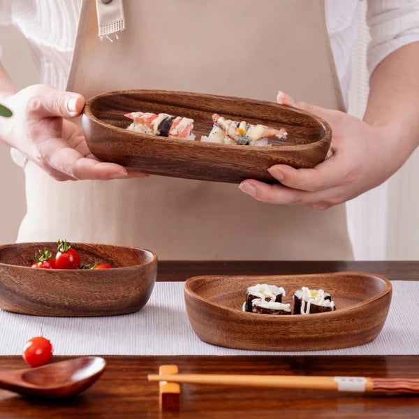 Walnut Wood Boat-Shaped Bowl