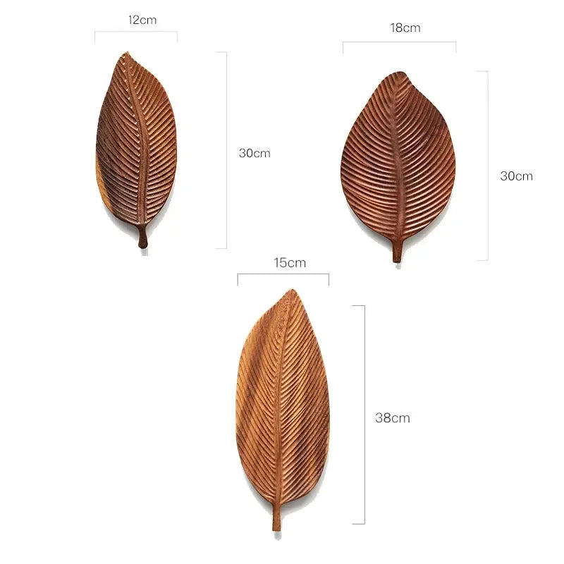 Wooden Leaf Shape Refreshment Tray