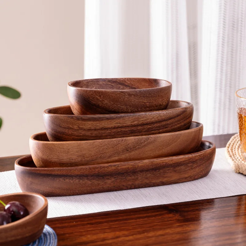 Walnut Wood Boat-Shaped Bowl